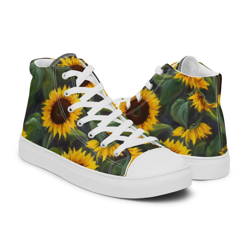 Sunflower Nocturne on Women's High Top Canvas Shoes — Right