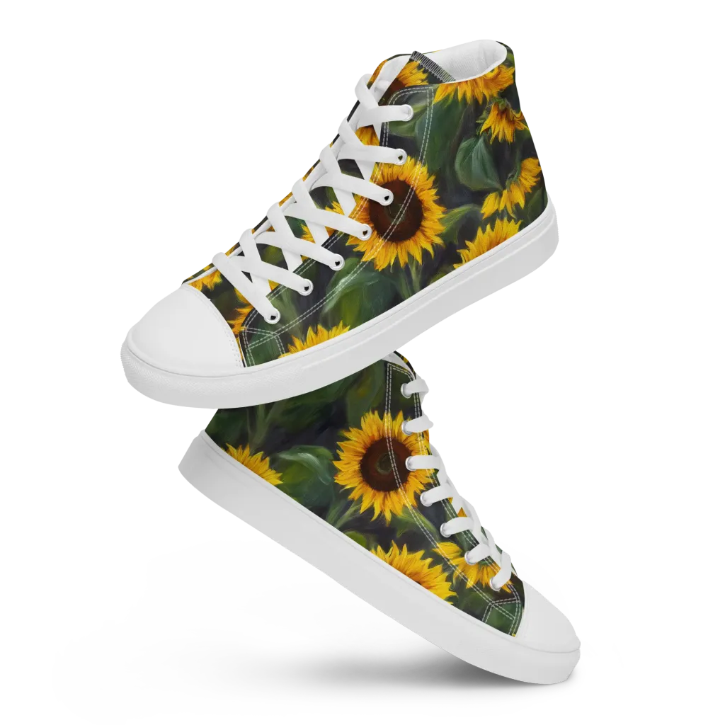 Sunflower Nocturne on Women's High Top Canvas Shoes — Front