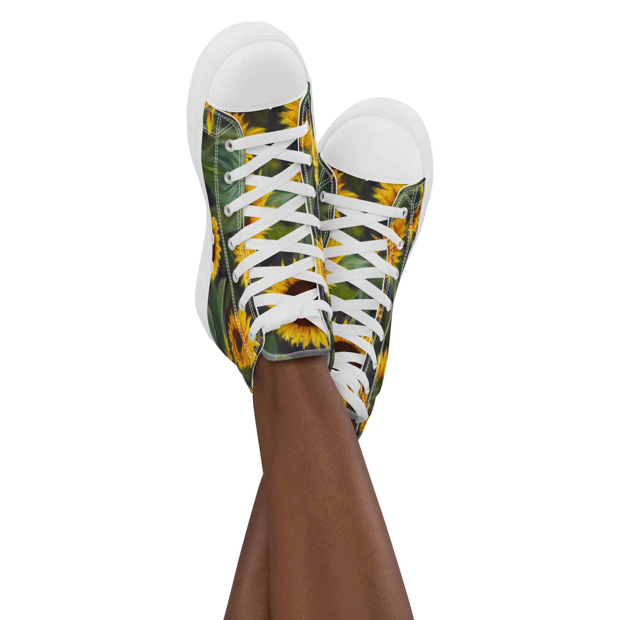 Sunflower Nocturne on Women's High Top Canvas Shoes — Front