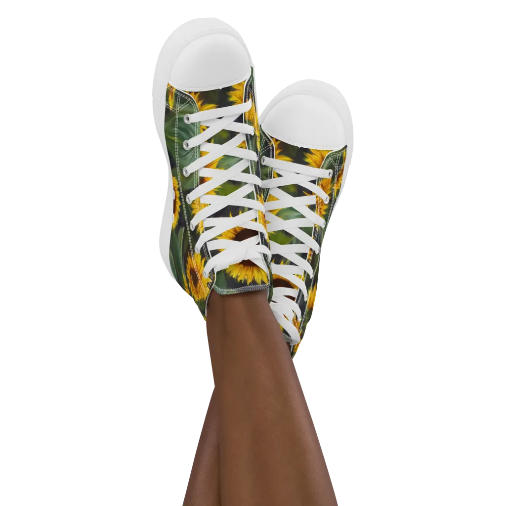 Sunflower Nocturne on Women's High Top Canvas Shoes — Front