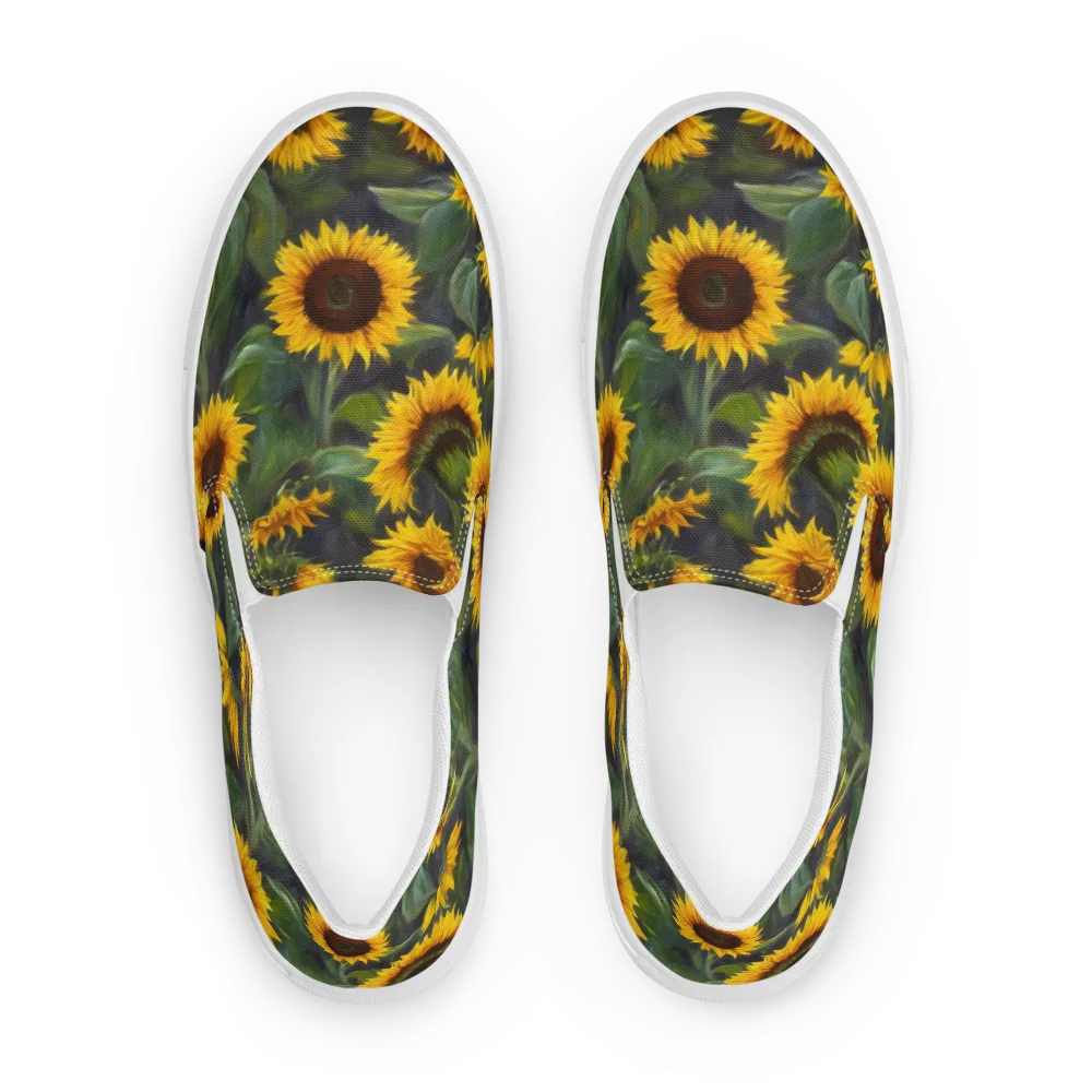 Sunflower Nocturne on Men's Slip-On Canvas Shoes — Front