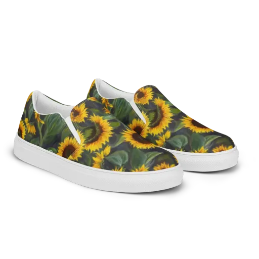 Sunflower Nocturne on a Men's Slip-On Canvas Shoes