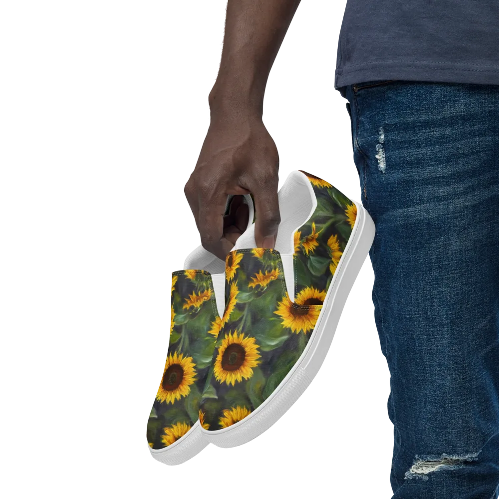 Sunflower Nocturne on Men's Slip-On Canvas Shoes — Left Front