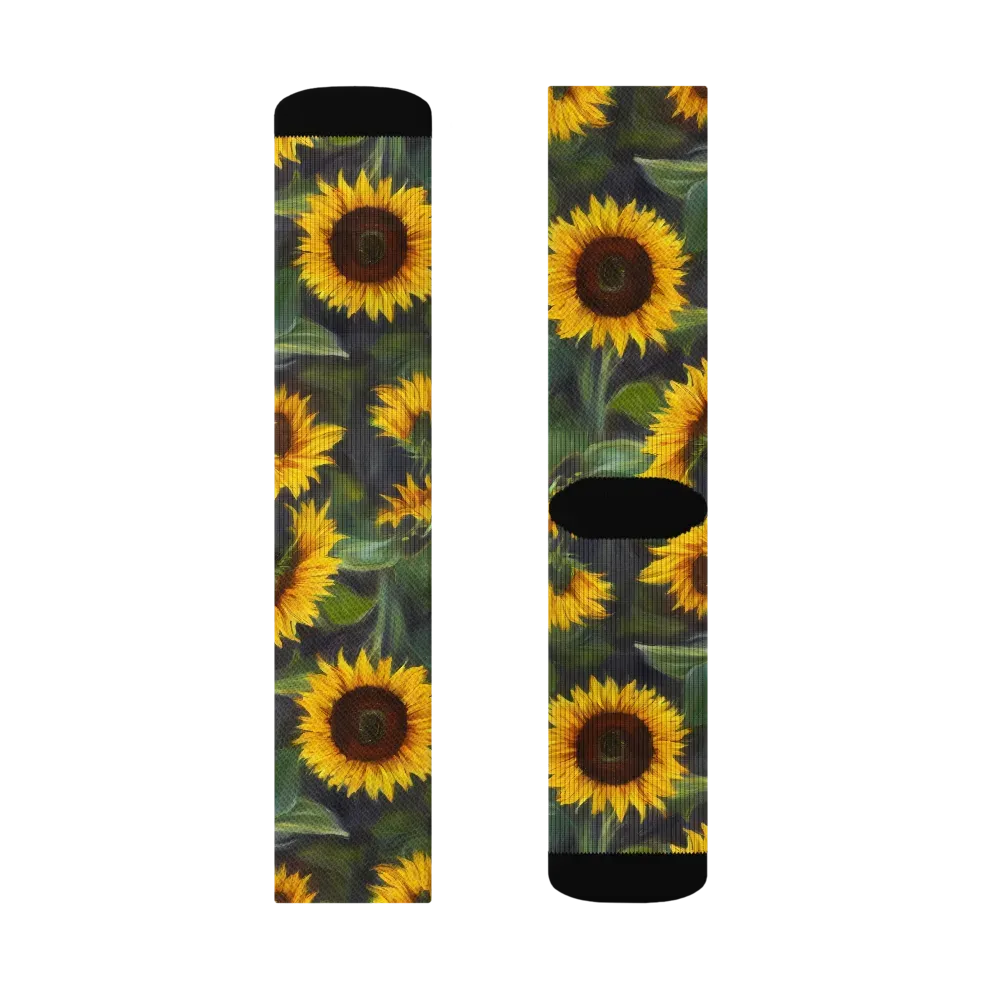 Sunflower Nocturne on Socks — Right Sock