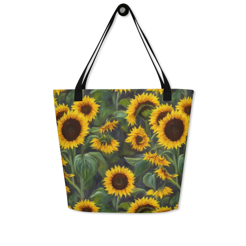 Sunflower Nocturne on Large Tote Bag W/ Pocket — Front