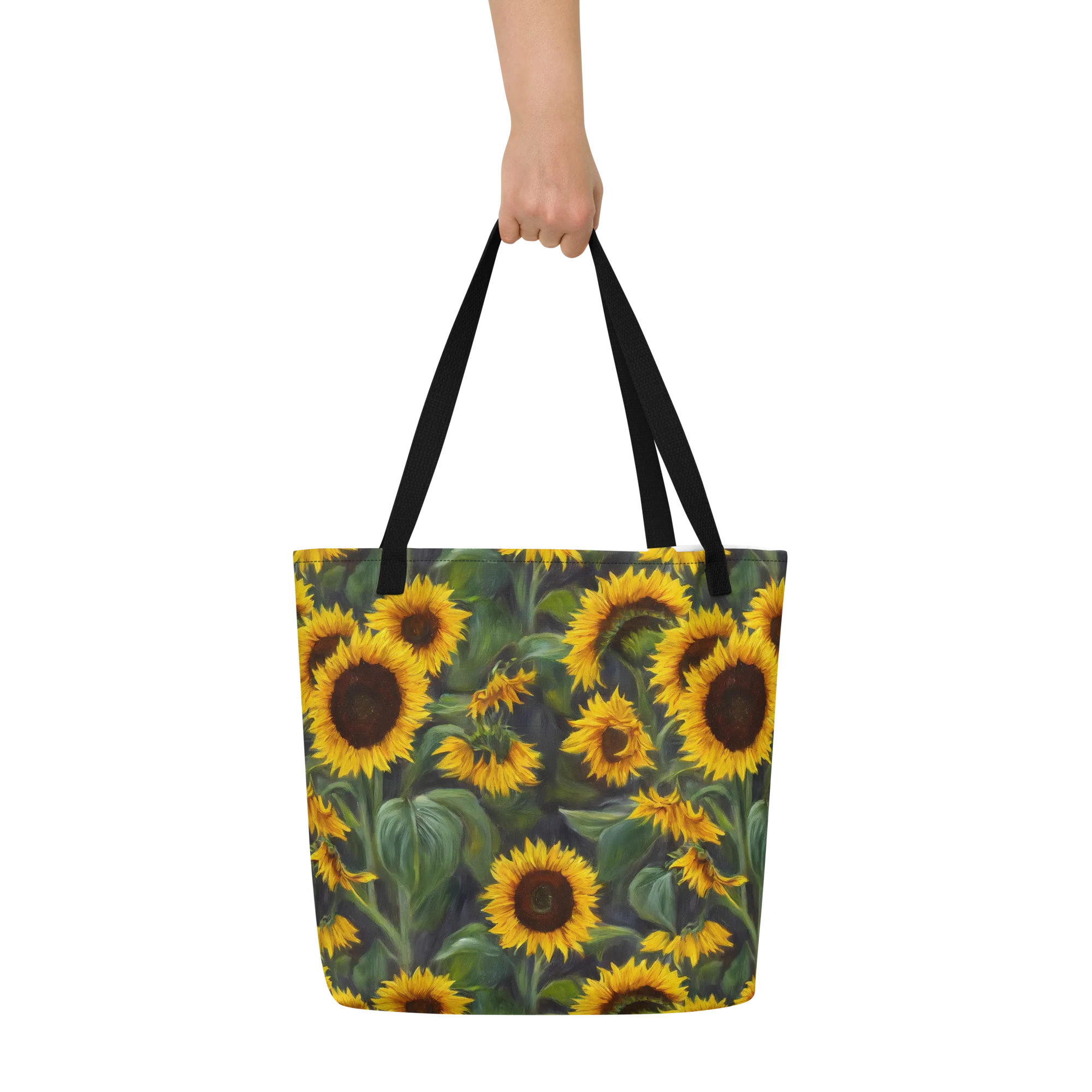 Sunflower Nocturne on Large Tote Bag W/ Pocket — Front