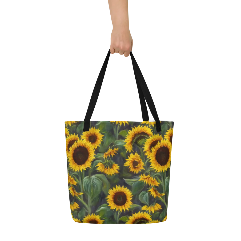 Sunflower Nocturne on Large Tote Bag W/ Pocket — Front