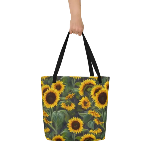 Sunflower Nocturne on a Large Tote Bag W/ Pocket