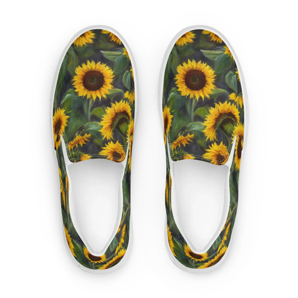 Sunflower Nocturne on Women's Slip-On Canvas Shoes — Front