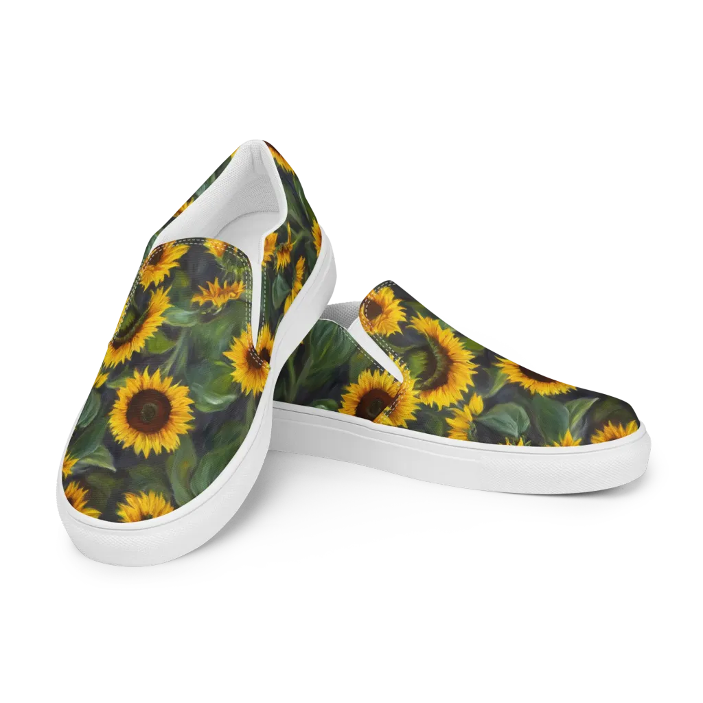 Sunflower Nocturne on Women's Slip-On Canvas Shoes — Left Front