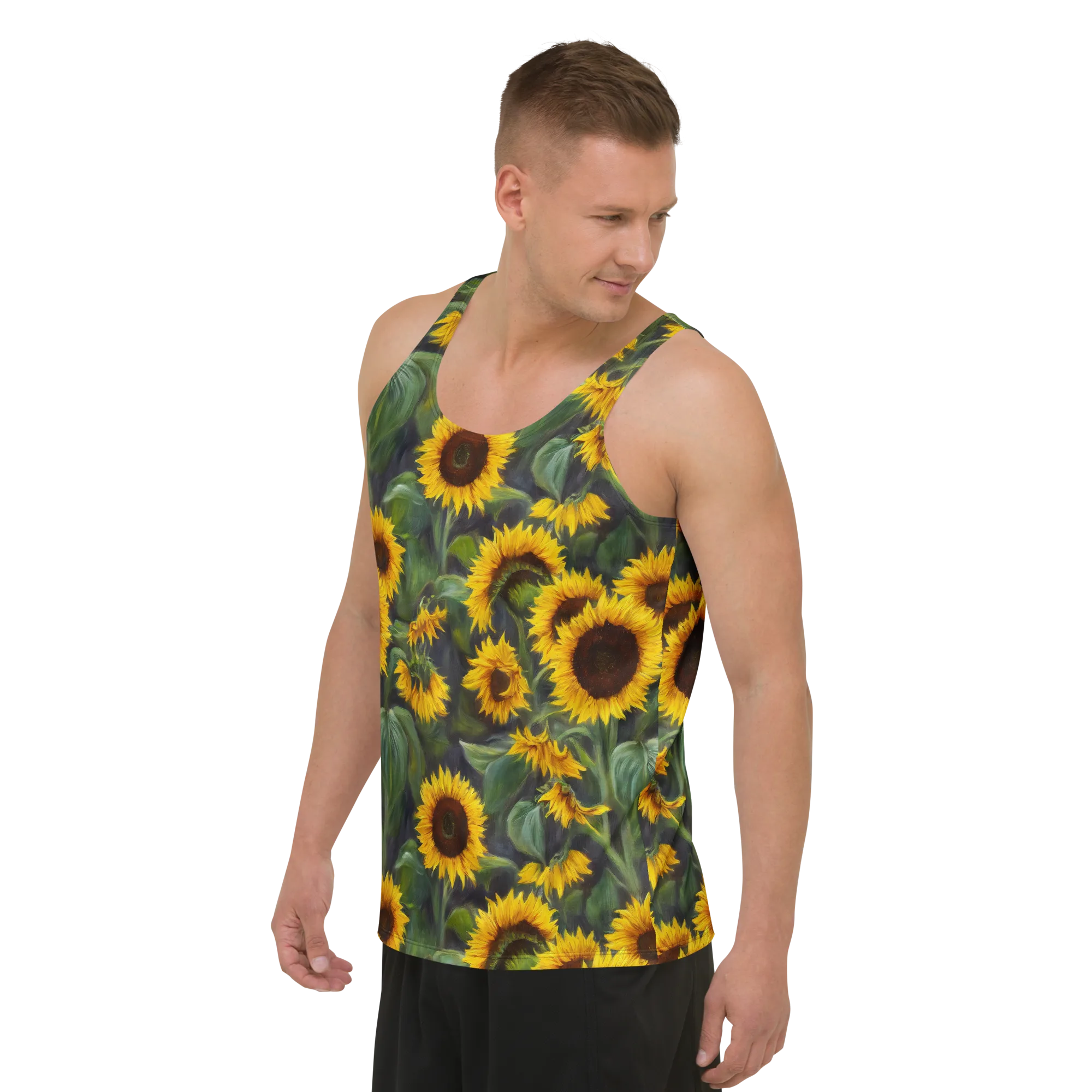 Sunflower Nocturne on Men's Tank Top — Left Front
