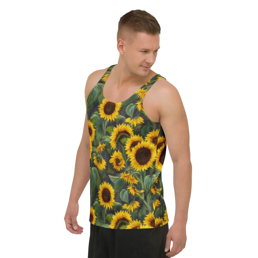 Sunflower Nocturne on Men's Tank Top — Left Front