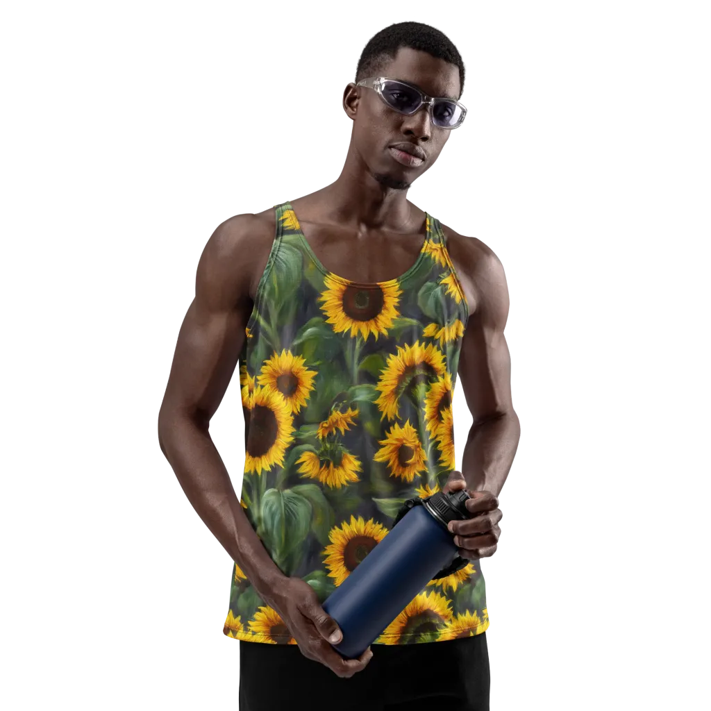 Sunflower Nocturne on Men's Tank Top — Front