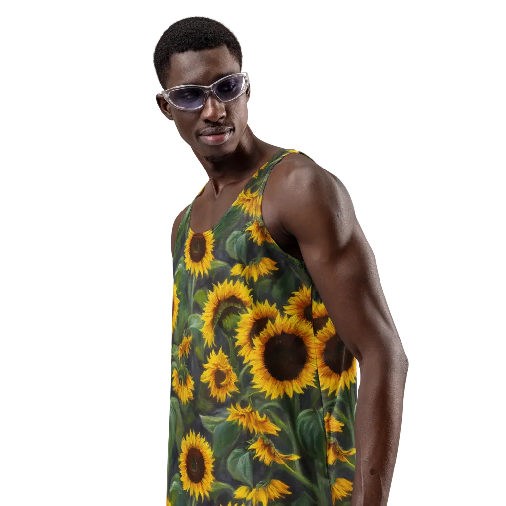 Sunflower Nocturne on Men's Tank Top — Left