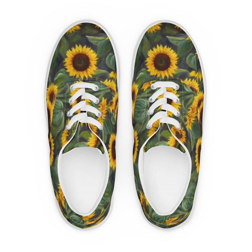 Sunflower Nocturne on Men's Lace-Up Canvas Shoes — Front