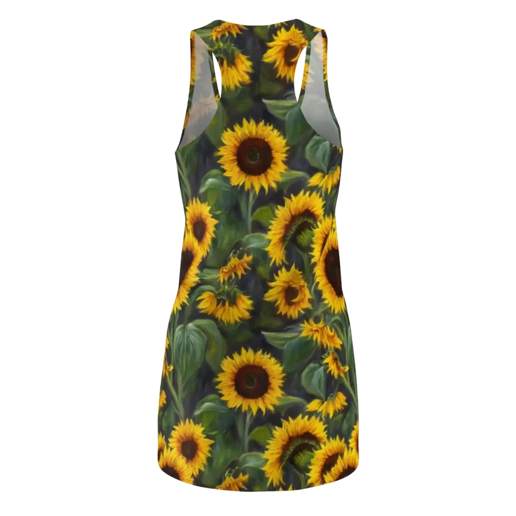 Sunflower Nocturne on Racerback Dress — Back