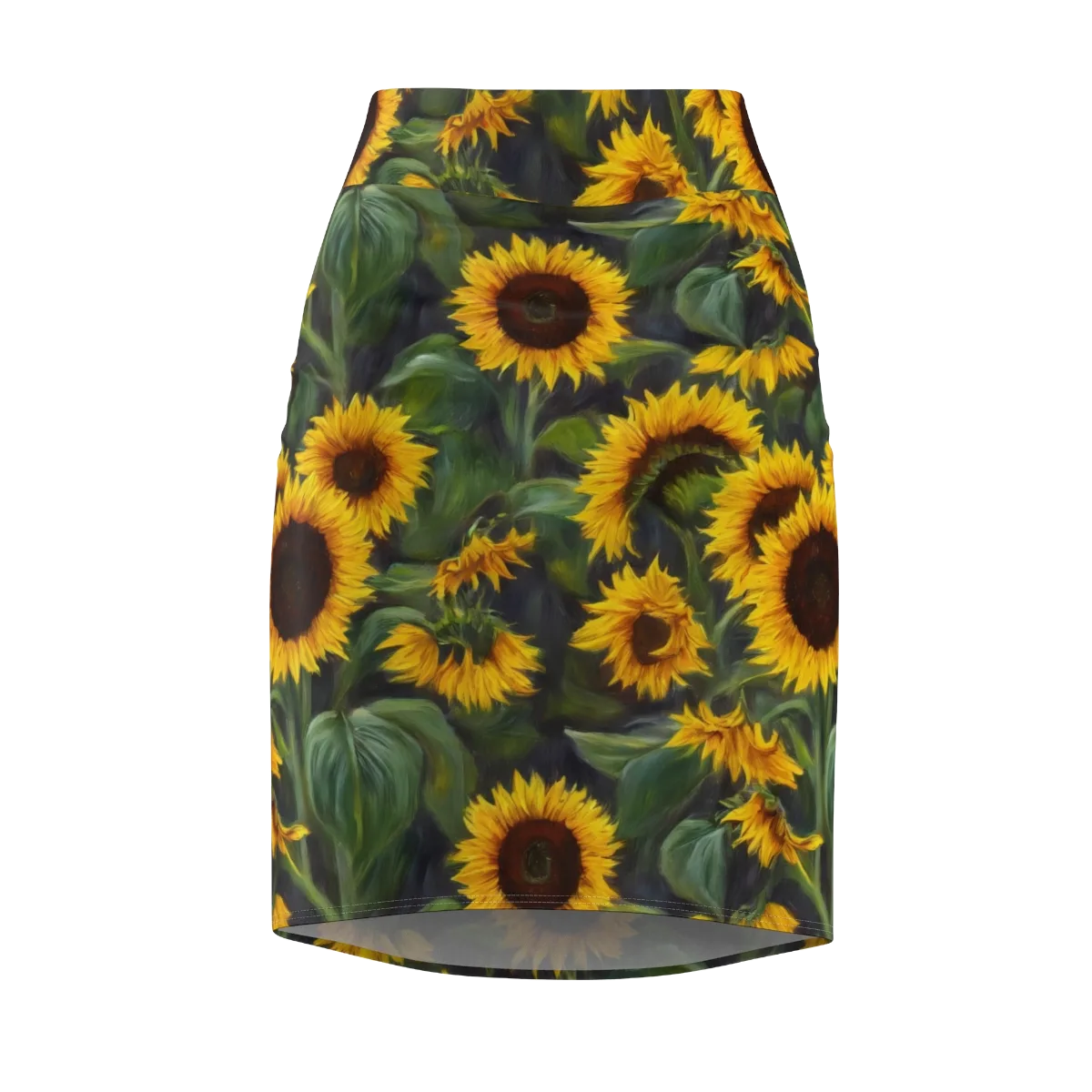 Sunflower Nocturne on Pencil Skirt — Front