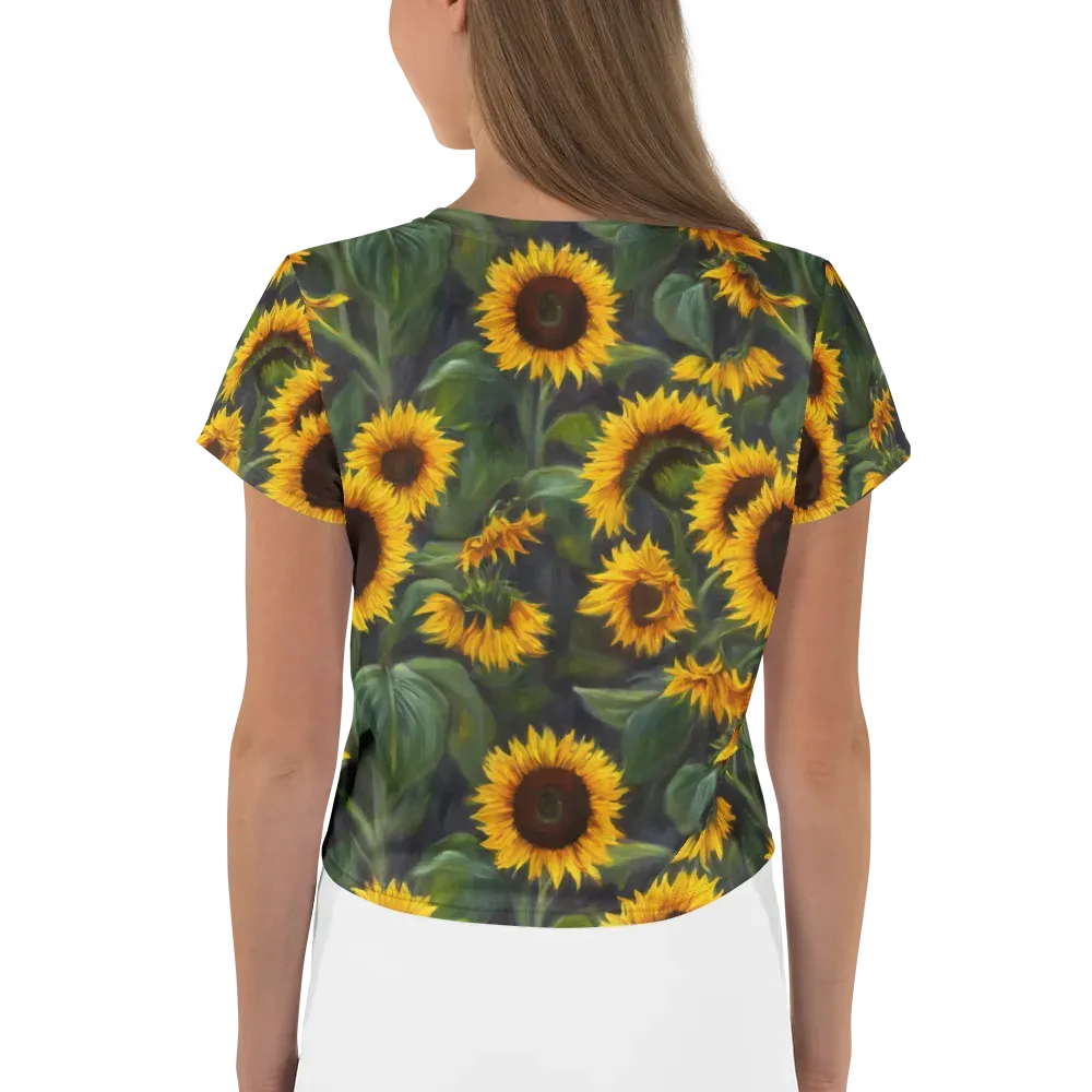 Sunflower Nocturne on Crop Tee — Back