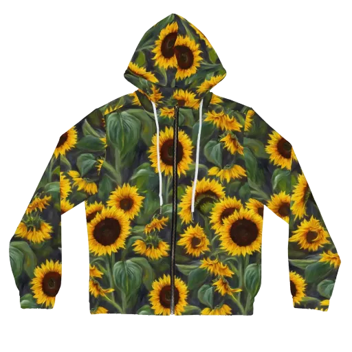 Sunflower Nocturne on a Women's Full-Zip Hoodie