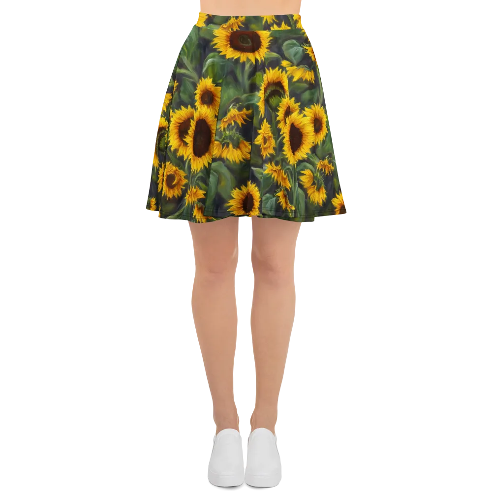 Sunflower Nocturne on Skater Skirt — Front