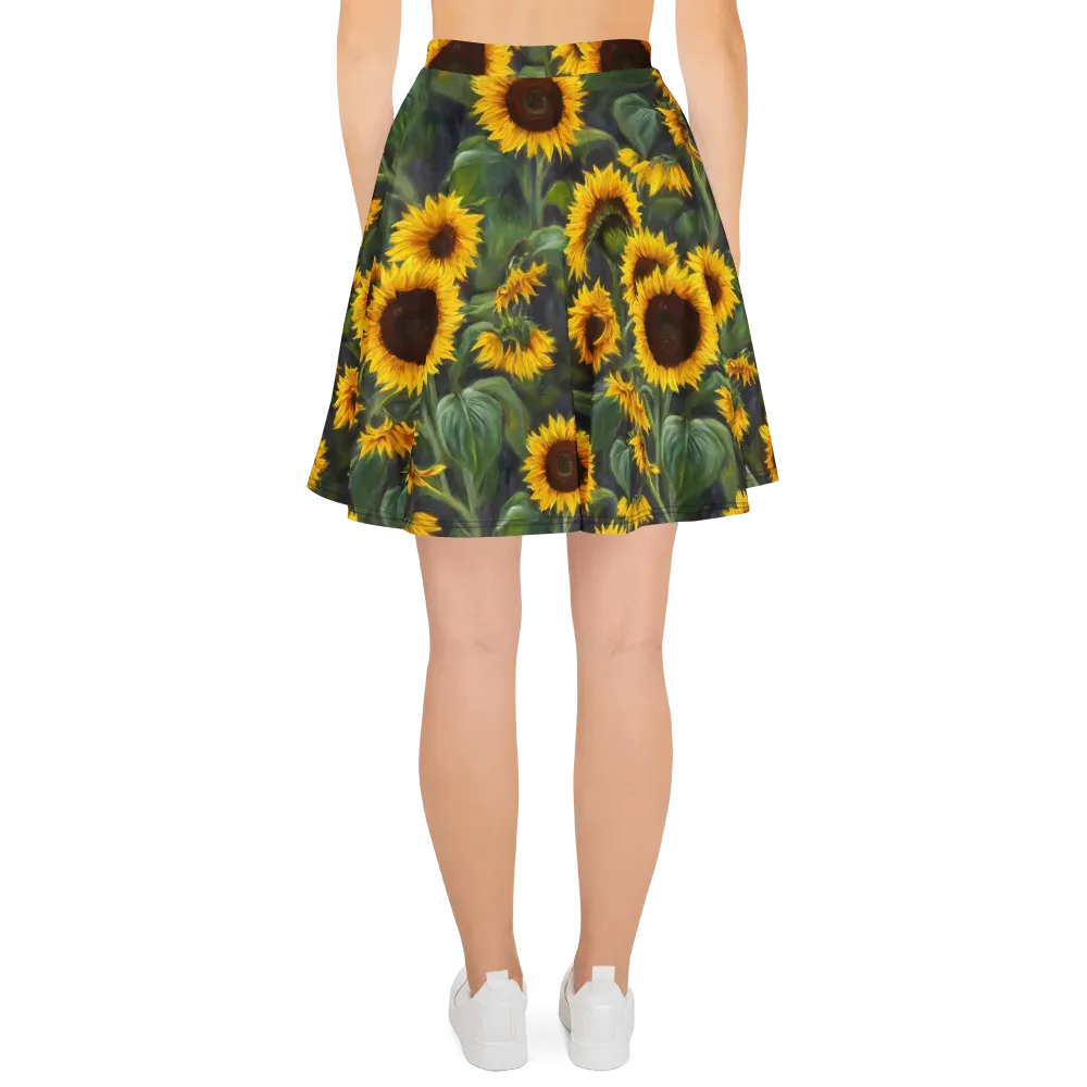 Sunflower Nocturne on Skater Skirt — Back