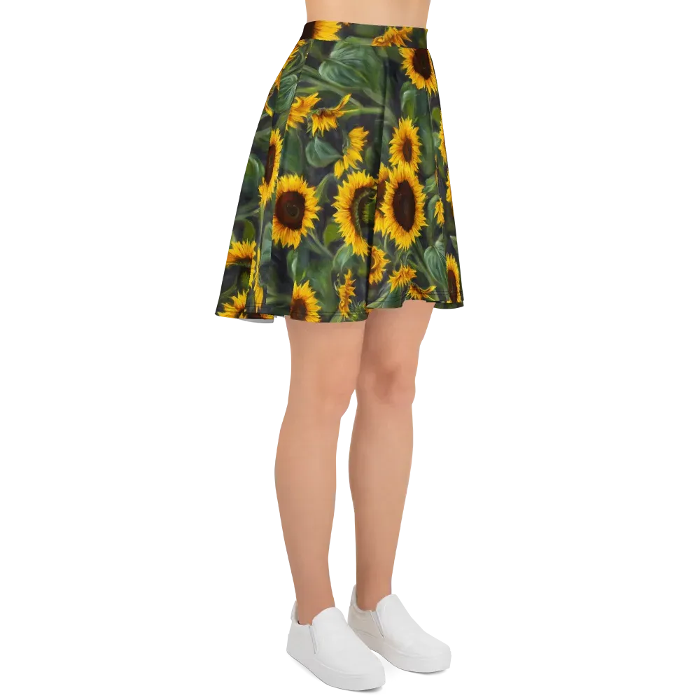 Sunflower Nocturne on Skater Skirt — Right