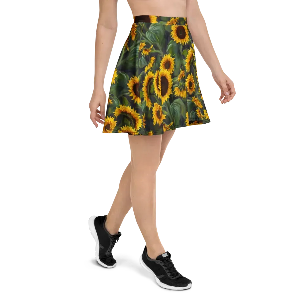 Sunflower Nocturne on Skater Skirt — Right