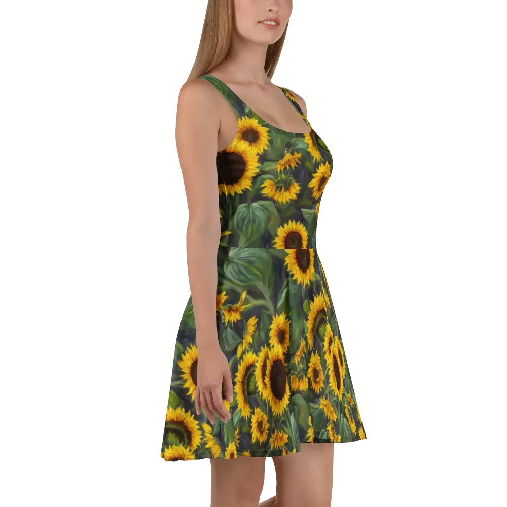 Sunflower Nocturne on Skater Dress — Right