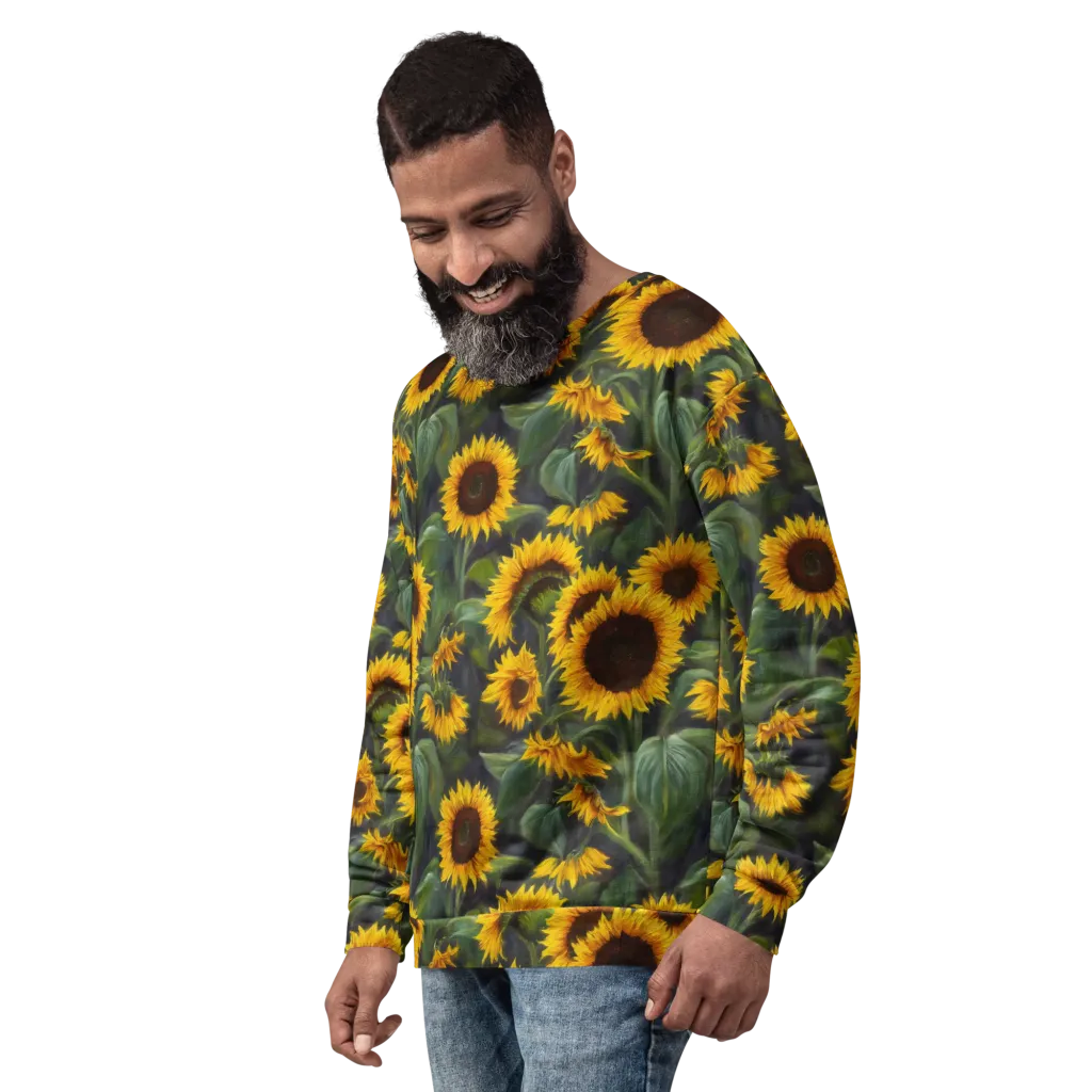 Sunflower Nocturne on Sweatshirt — Left Front