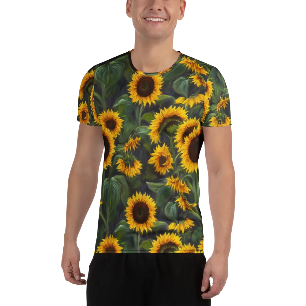 Sunflower Nocturne on Men's Athletic T-Shirt — Front