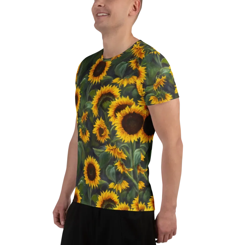 Sunflower Nocturne on Men's Athletic T-Shirt — Left