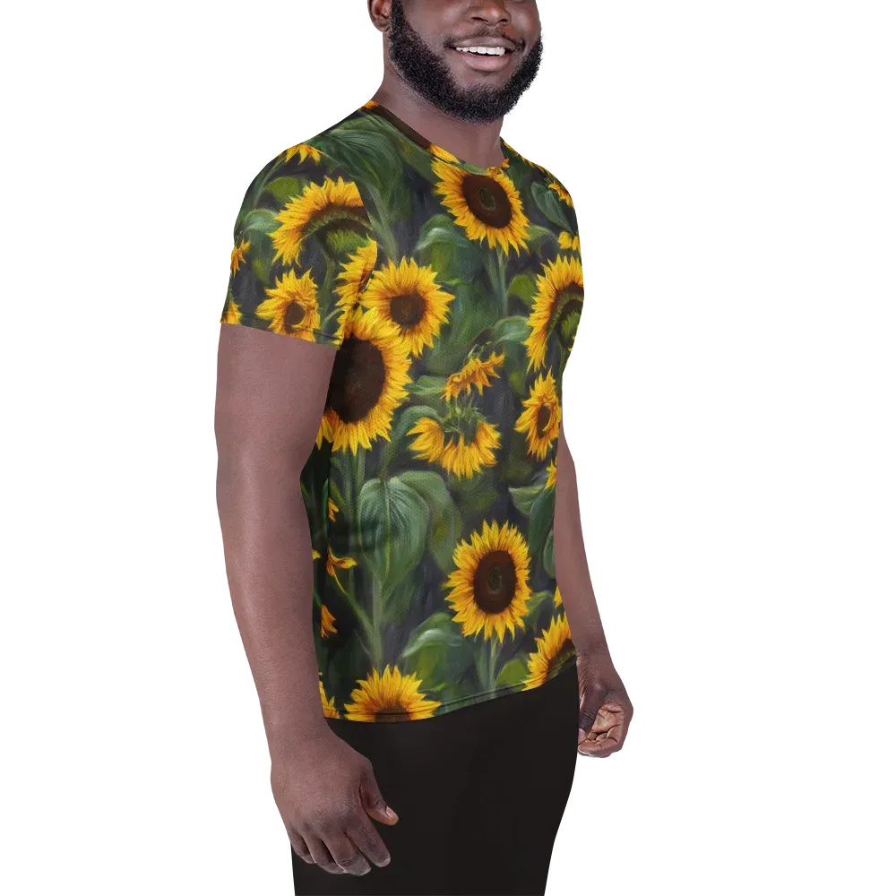 Sunflower Nocturne on Men's Athletic T-Shirt — Right