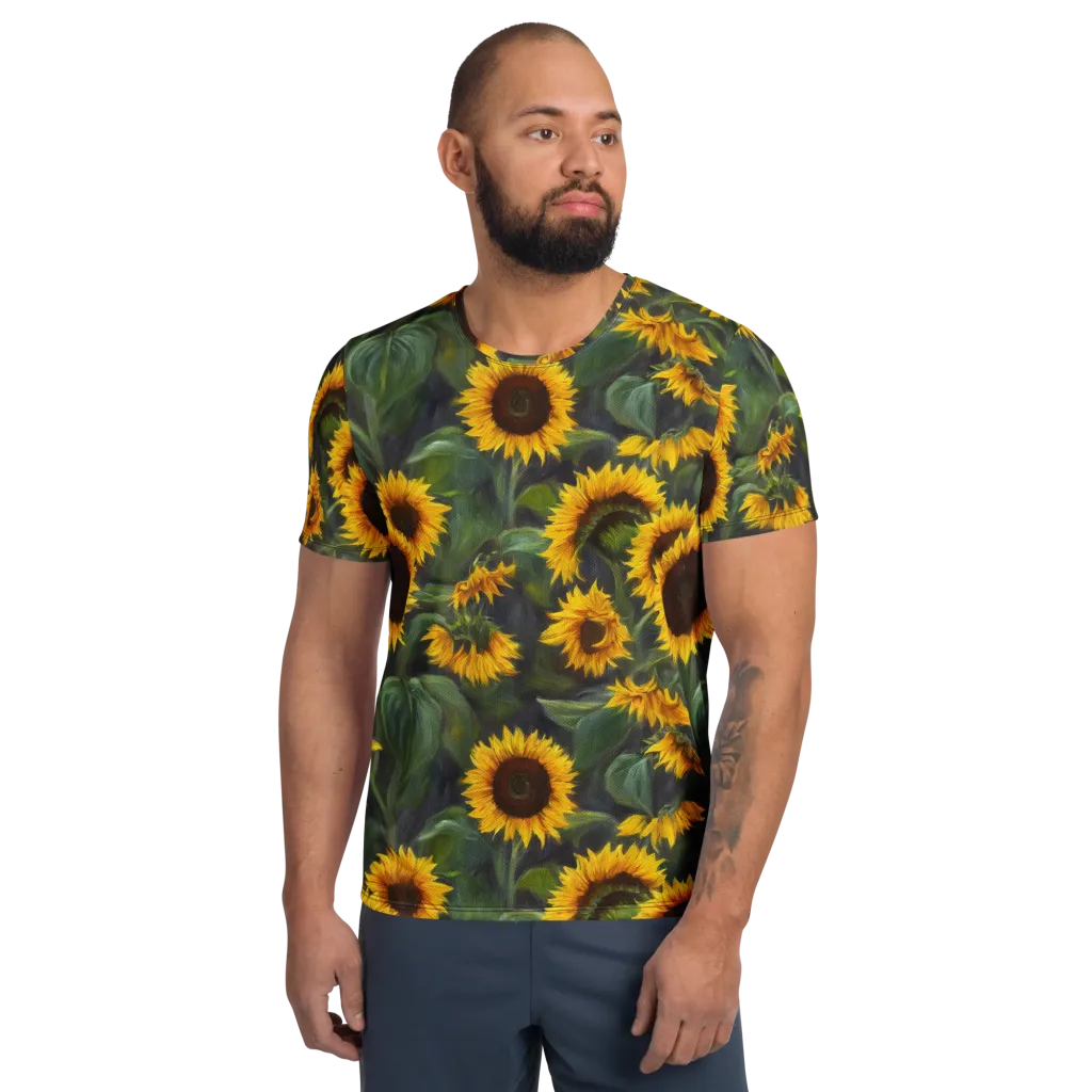 Sunflower Nocturne on Men's Athletic T-Shirt — Front