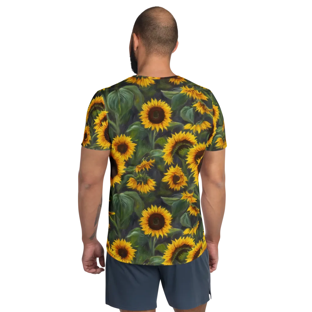 Sunflower Nocturne on Men's Athletic T-Shirt — Back