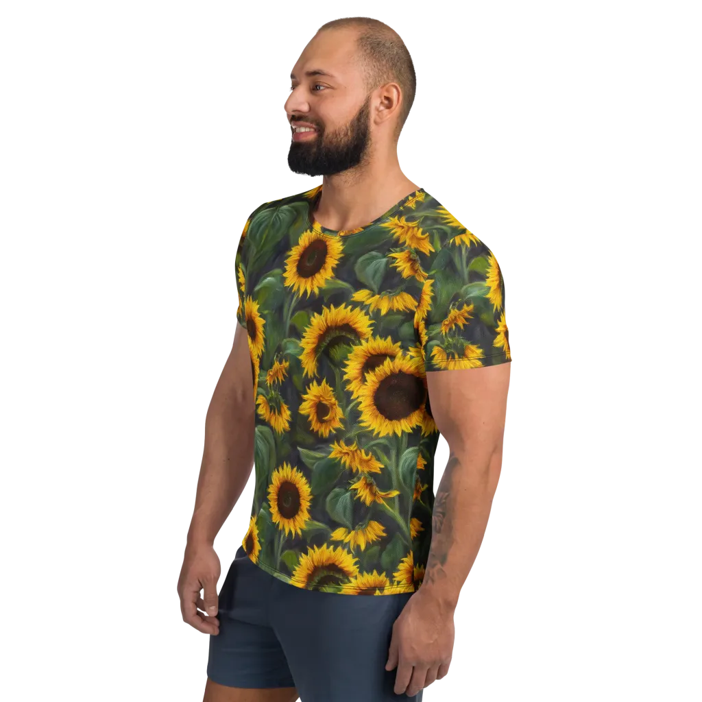 Sunflower Nocturne on Men's Athletic T-Shirt — Left