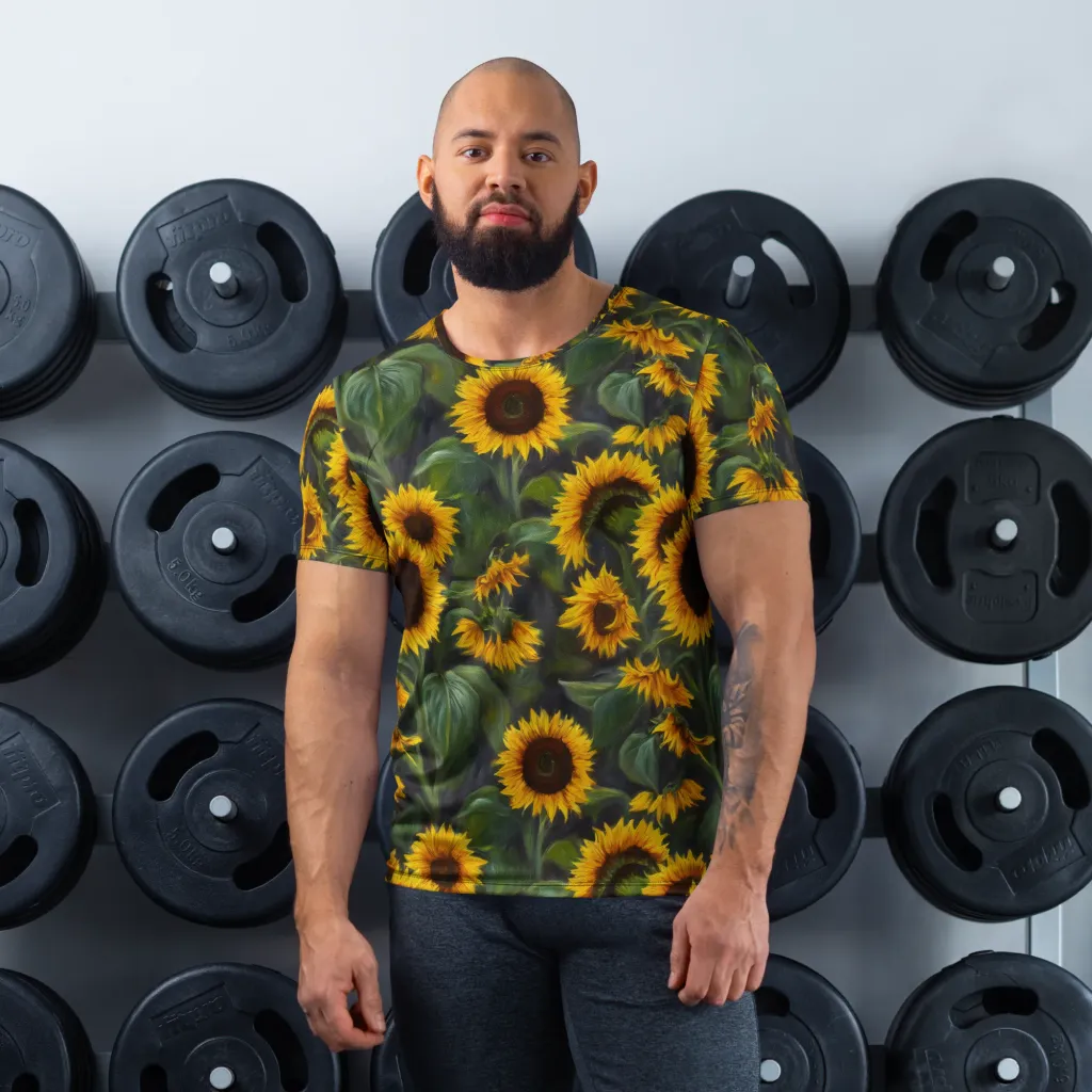 Sunflower Nocturne on Men's Athletic T-Shirt — Front