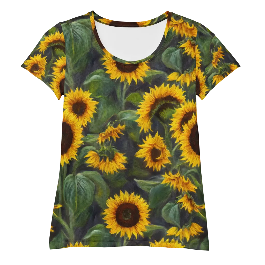 Sunflower Nocturne on Women's Athletic T-Shirt — Front