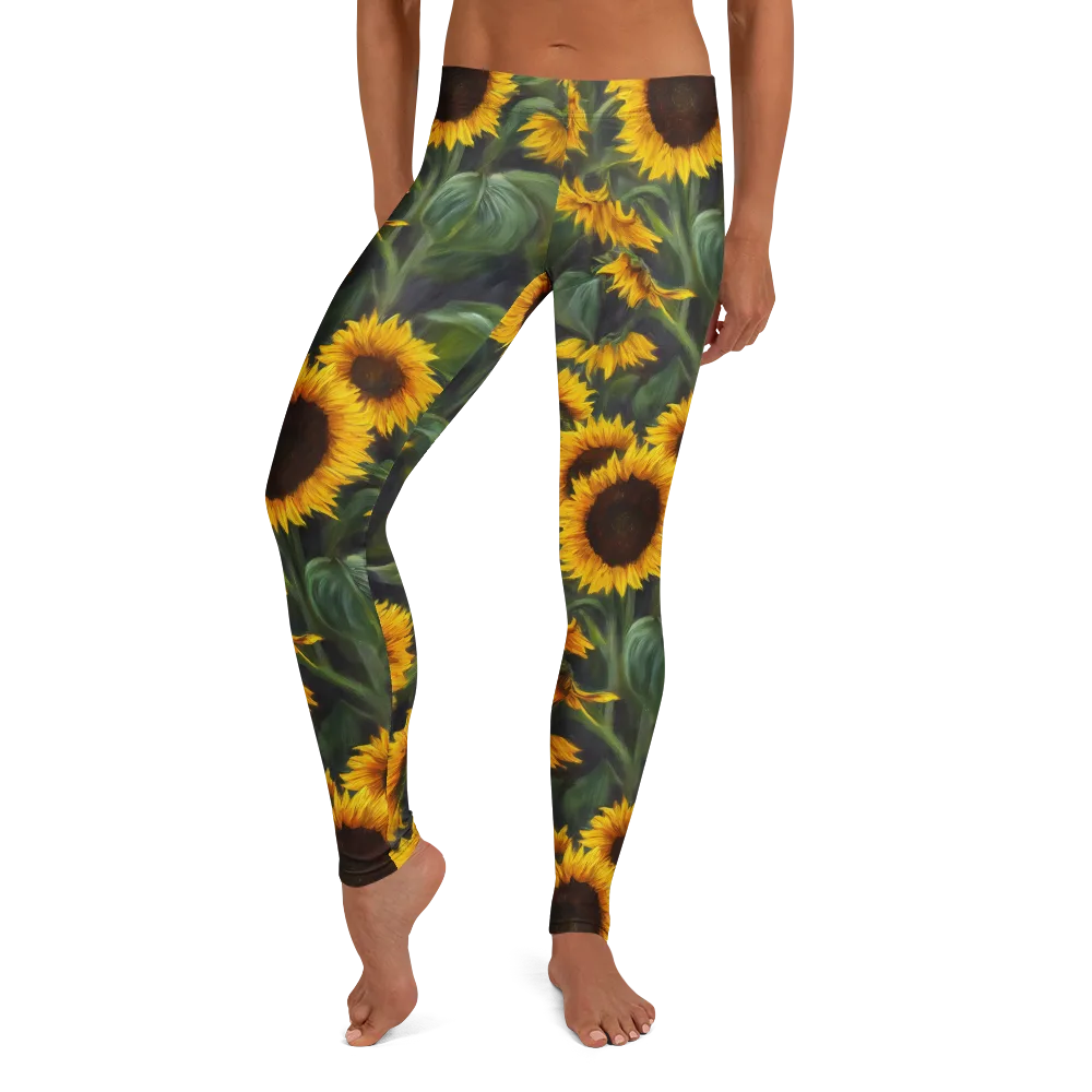 Sunflower Nocturne on Leggings — Front
