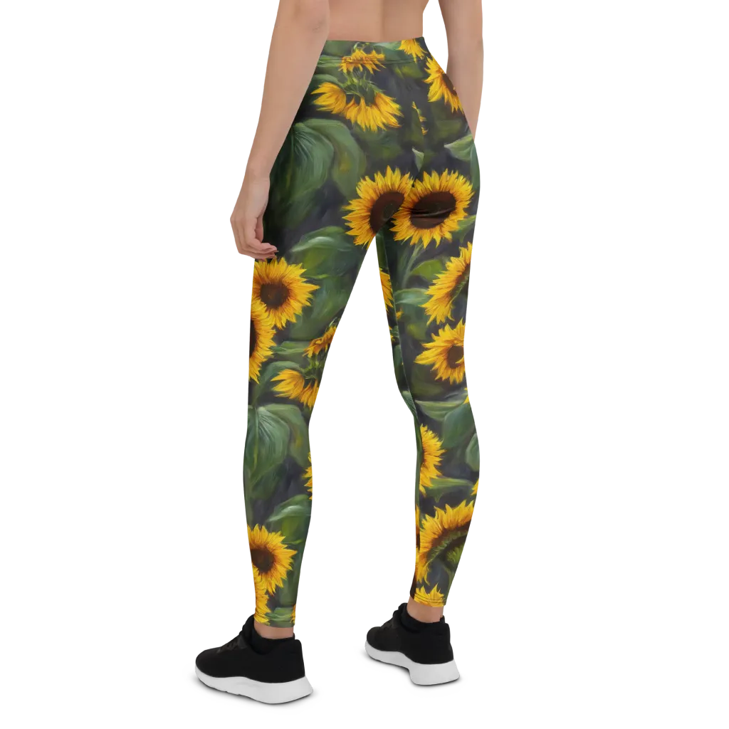 Sunflower Nocturne on Leggings — Back