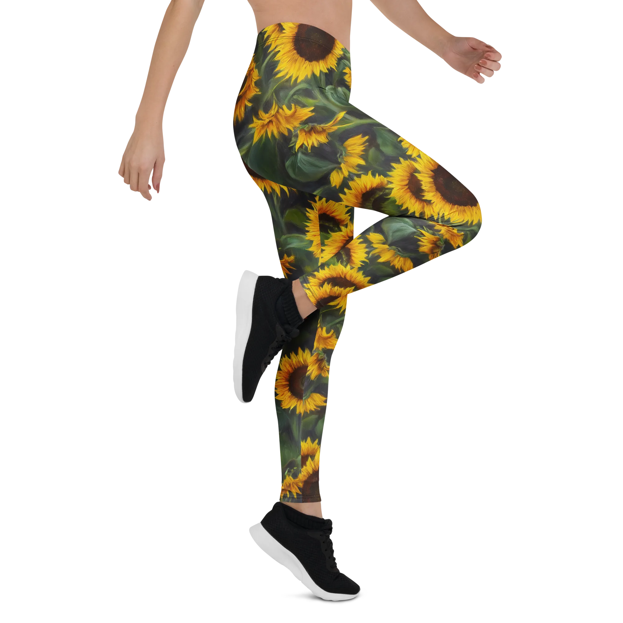 Sunflower Nocturne on Leggings — Right