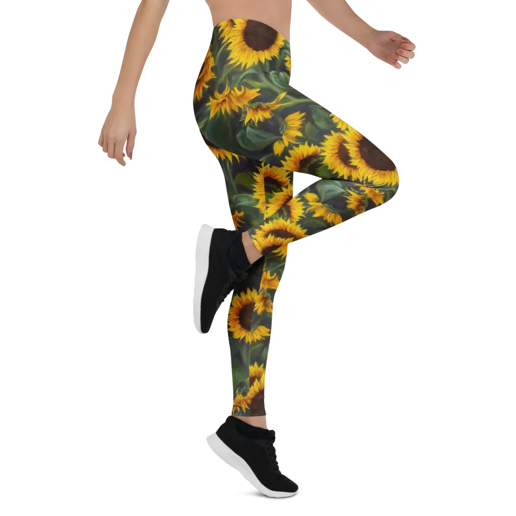 Sunflower Nocturne on Leggings — Right