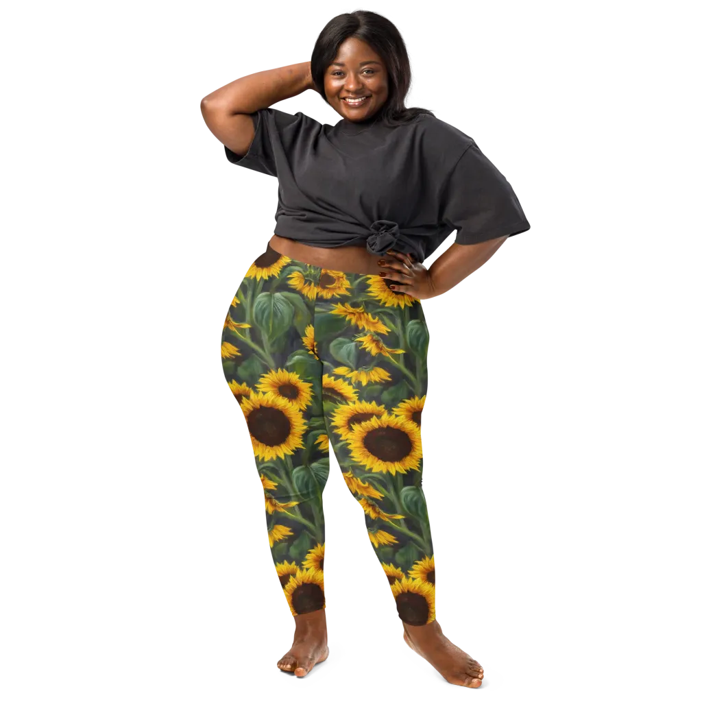Sunflower Nocturne on Leggings — Front