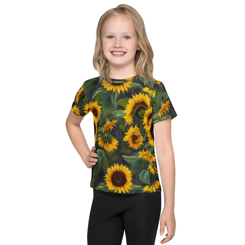 Sunflower Nocturne on Kids Crew Neck T-Shirt — Front