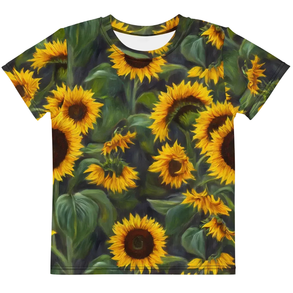 Sunflower Nocturne on Kids Crew Neck T-Shirt — Front