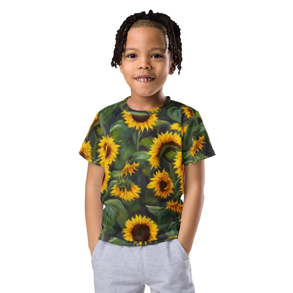 Sunflower Nocturne on Kids Crew Neck T-Shirt — Front