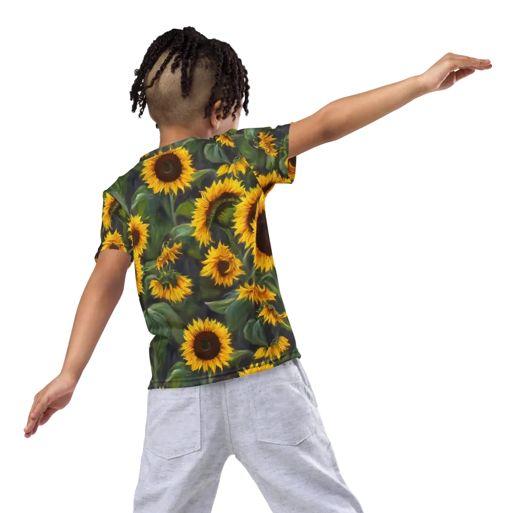 Sunflower Nocturne on Kids Crew Neck T-Shirt — Back