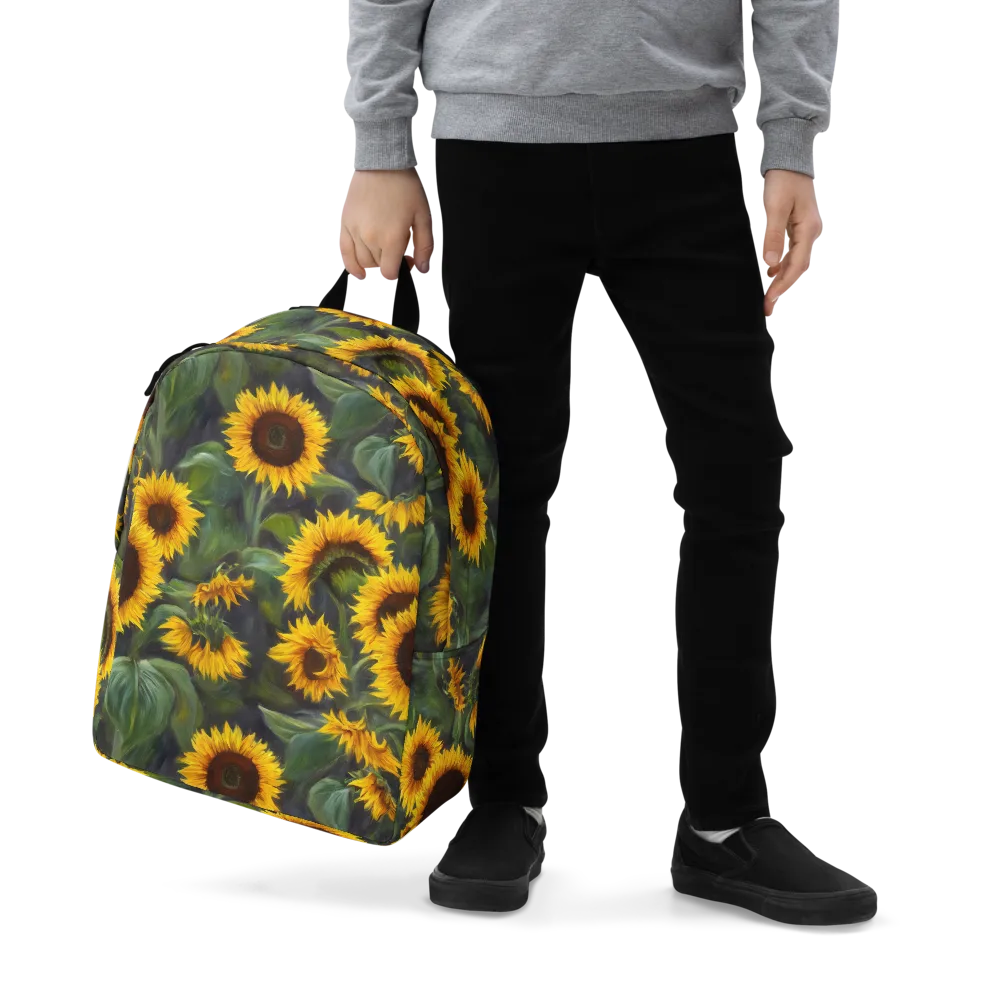 Sunflower Nocturne on Minimalist Backpack — Zoomed-in