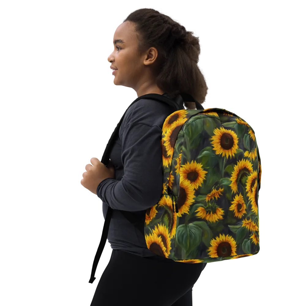 Sunflower Nocturne on Minimalist Backpack — Right Front