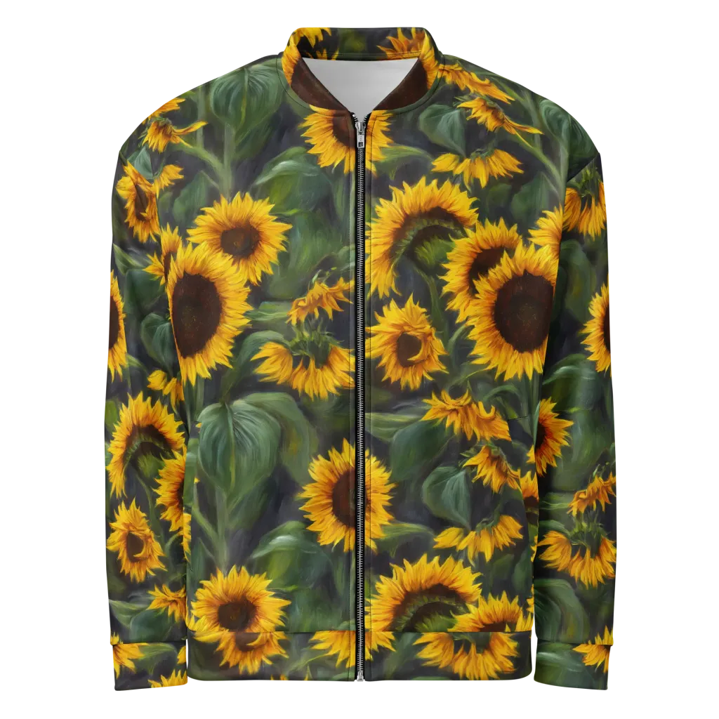 Sunflower Nocturne on Bomber Jacket — Front