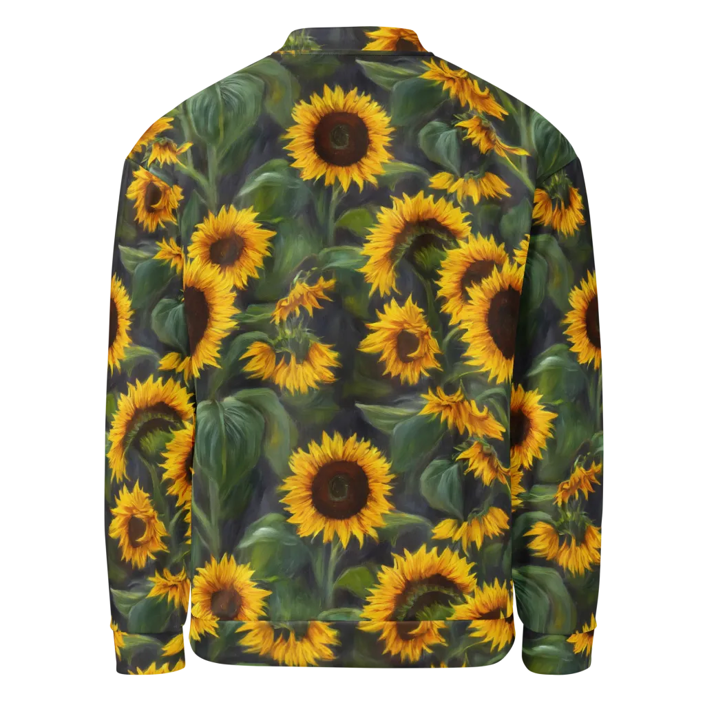 Sunflower Nocturne on Bomber Jacket — Back